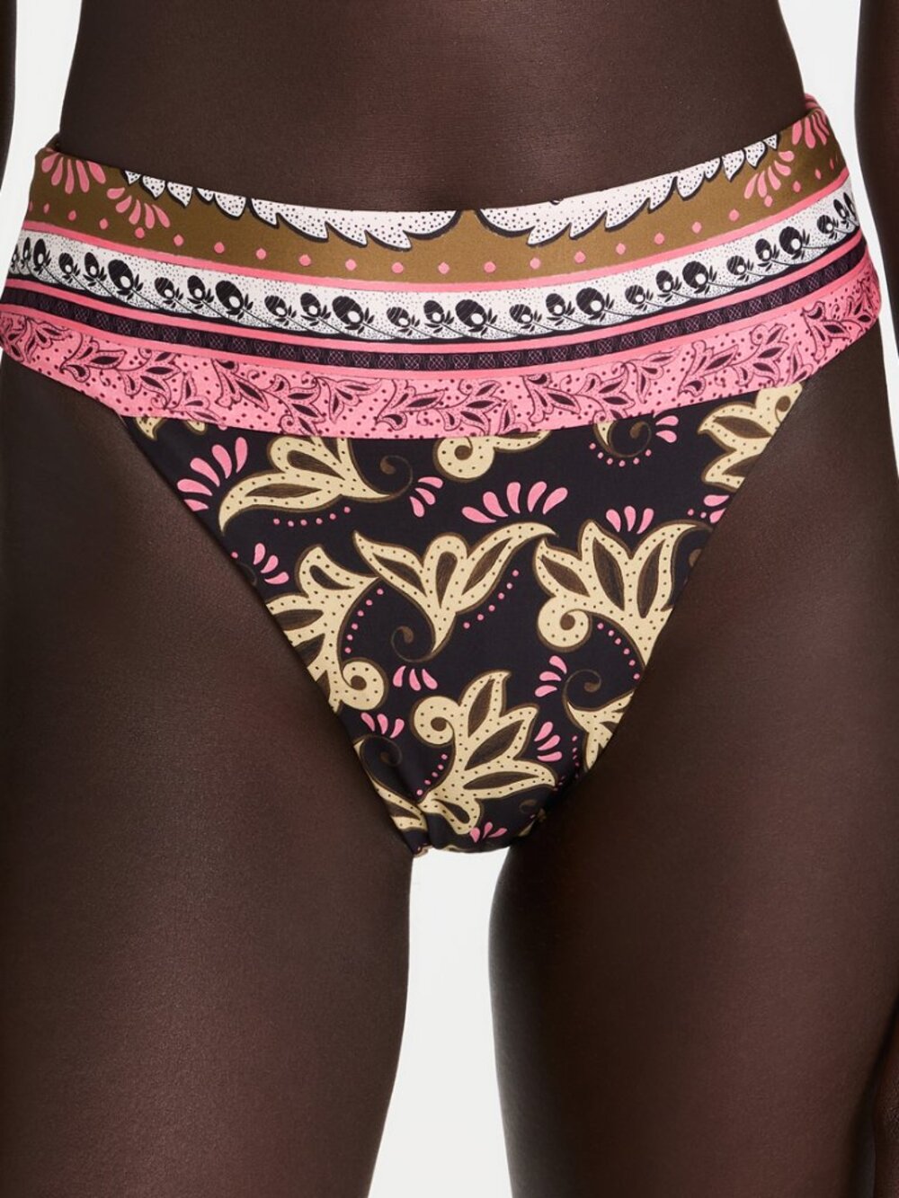 Agua Bendita Lilith Bikini Swim Bottom Antiq Size XS Pink Black High Waisted